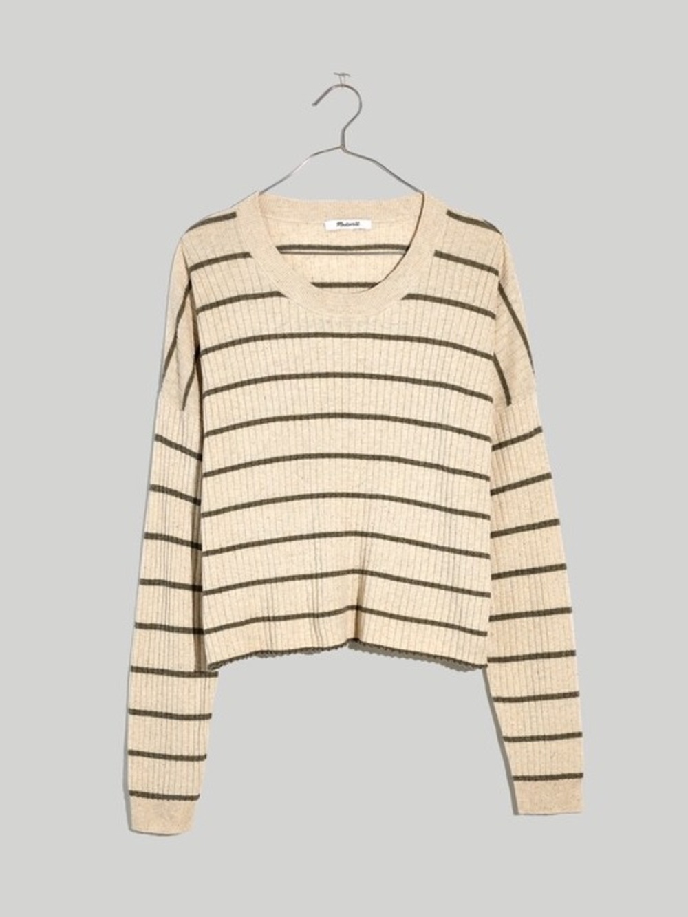 Madewell Lawson Crop Pullover Sweater in Stripe in Donegal Lighthouse Sz. Medium
